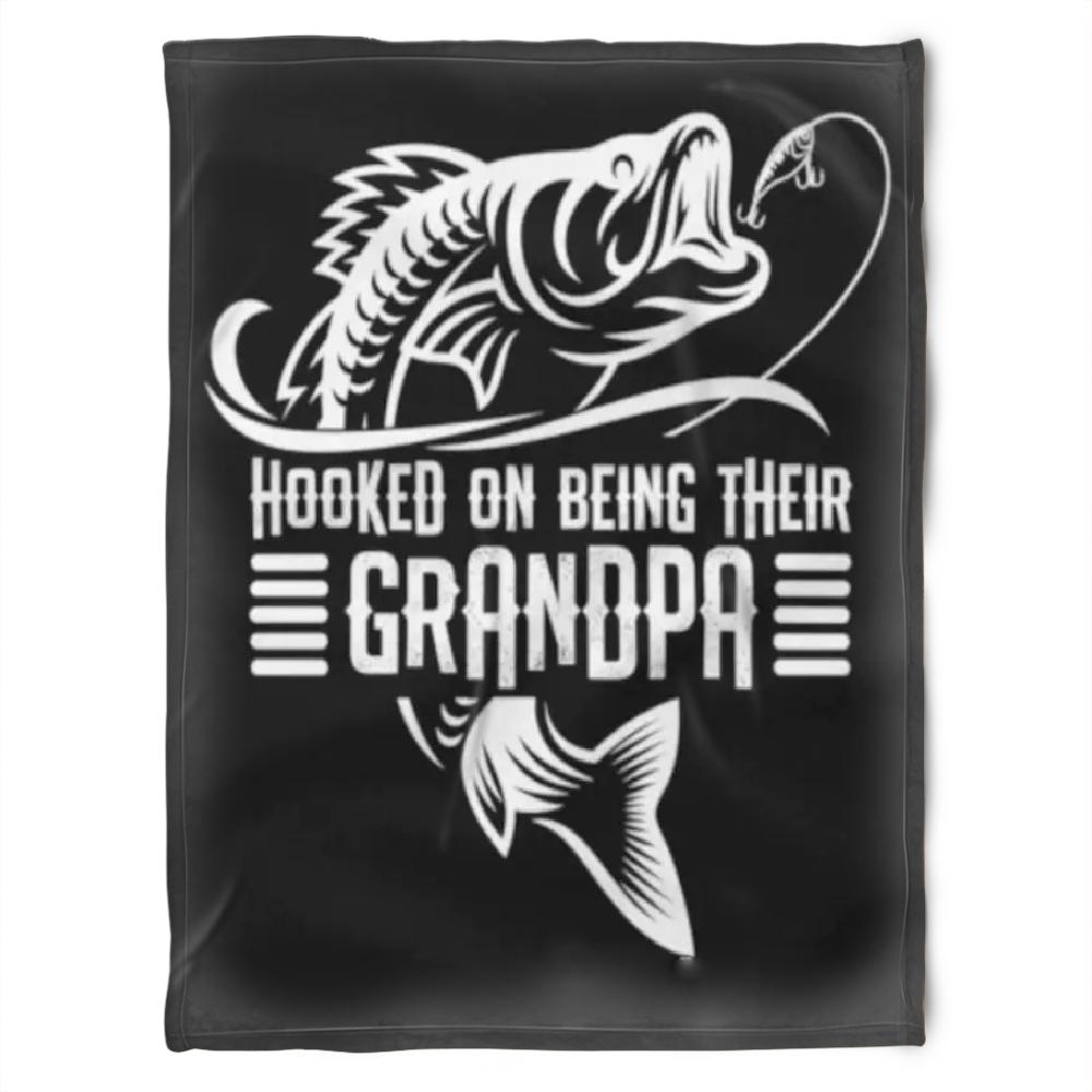 To My Grandpa Hooked On Being Their Grandma Fleece Blanket For Grandparents From Granddaughter For Grandson