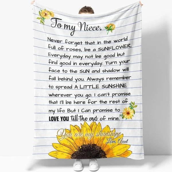 To My Niece Blanket From Aunt Custom Sunflower Niece Blanket Christmas Birthday Graduation Blanket Ideas For Niece