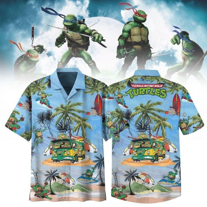 Turtles Teenage Mutant Ninja Print Hawaiian Shirt