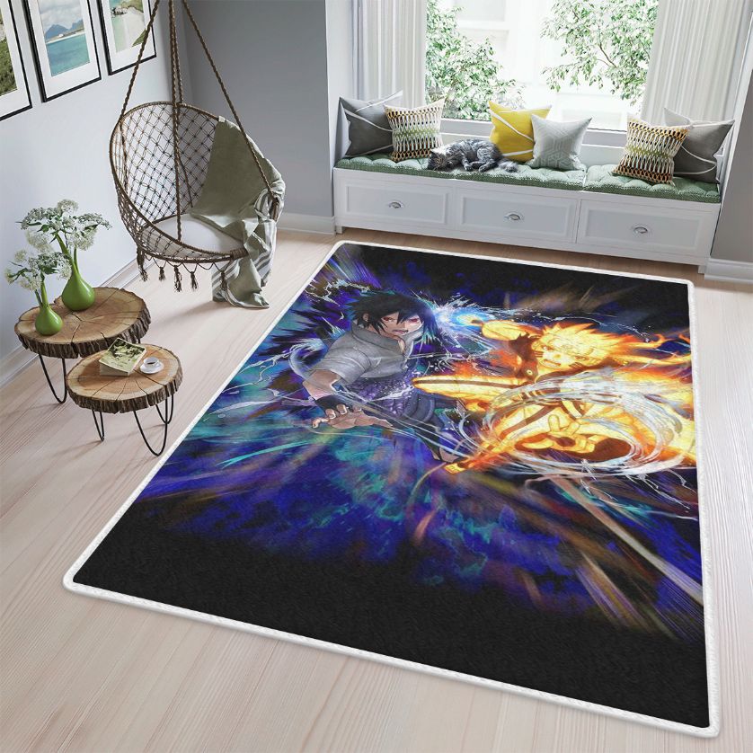 Uzumaki Naruto Uchiha Sasuke Quilt Blanket, Uzumaki Naruto Uchiha Sasuke Gift For Fan, Uzumaki Naruto Uchiha Sasuke Anime 2 Quilt Blanket