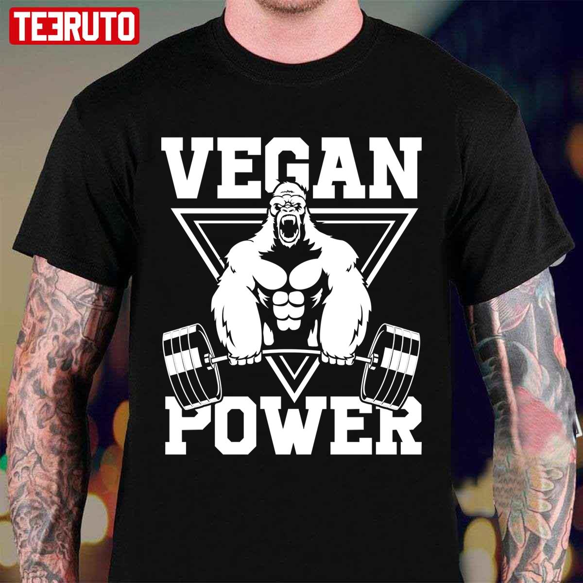 Vegan Power Workout Muscle Gorilla Bodybuilding Unisex T-Shirt