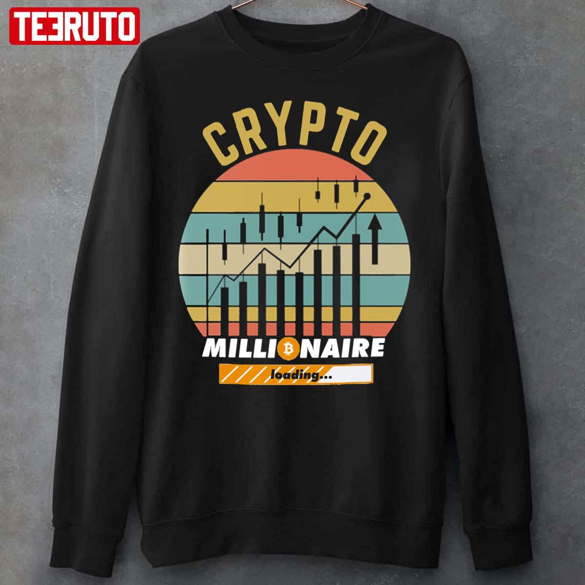 Vintage Crypto Millionaire Loading Cryptocurrency Bitcoin Ethereumfunny Motivational Unisex Sweatshirt