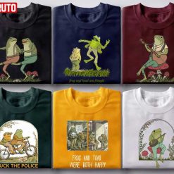 Vintage Frog Cottagecore Aesthetic 9 Styles Banjo On A Mushroom Group T-Shirts