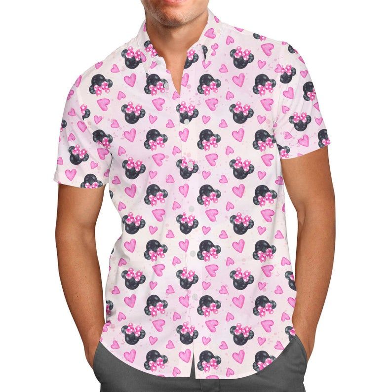 Watercolor Minnie Mouse In Pink Disney Hawaiian Shirt