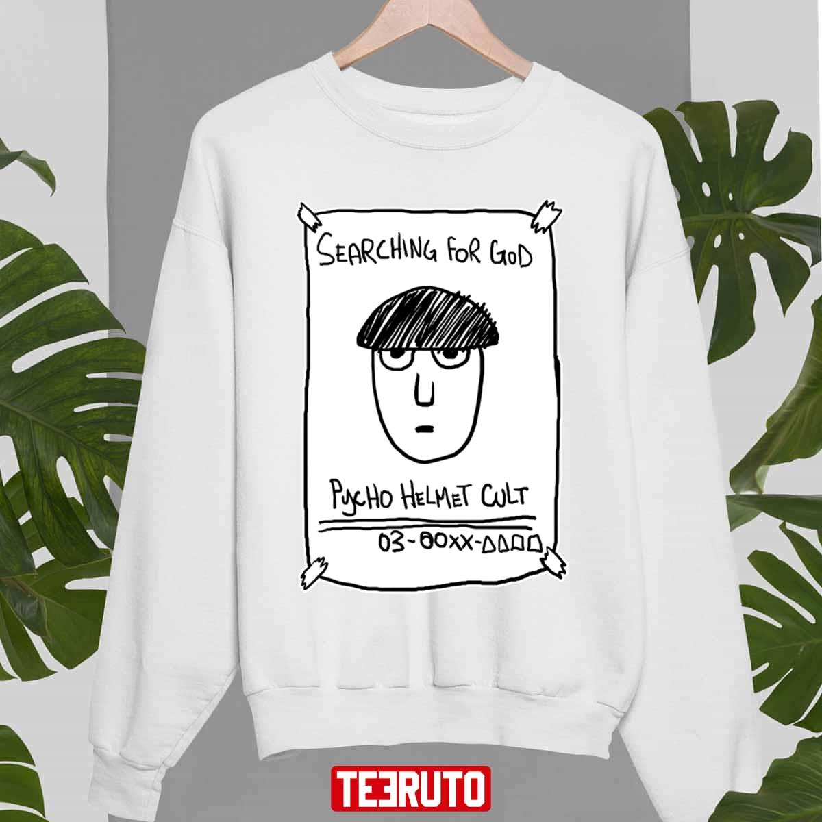 Where Is He Searching For God Anime Mob 100 Pyscho Helmet Cult Anime Funny Unisex Sweatshirt