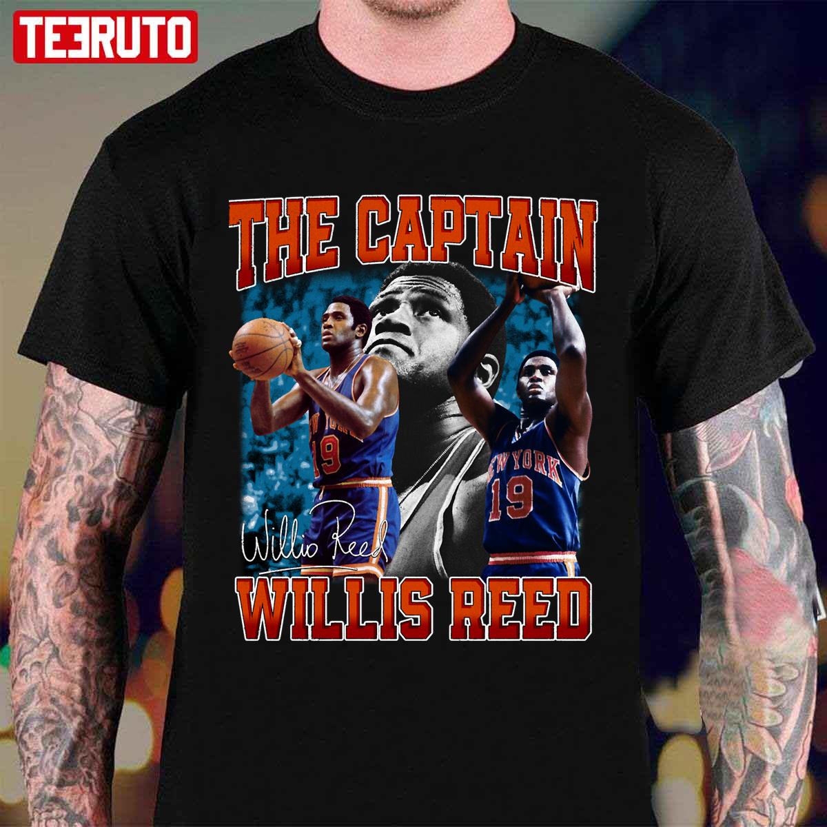 Willis Reed The Captain Basketball Legend Signature Vintage Retro 80s 90s Bootleg Rap Style Unisex T-Shirt