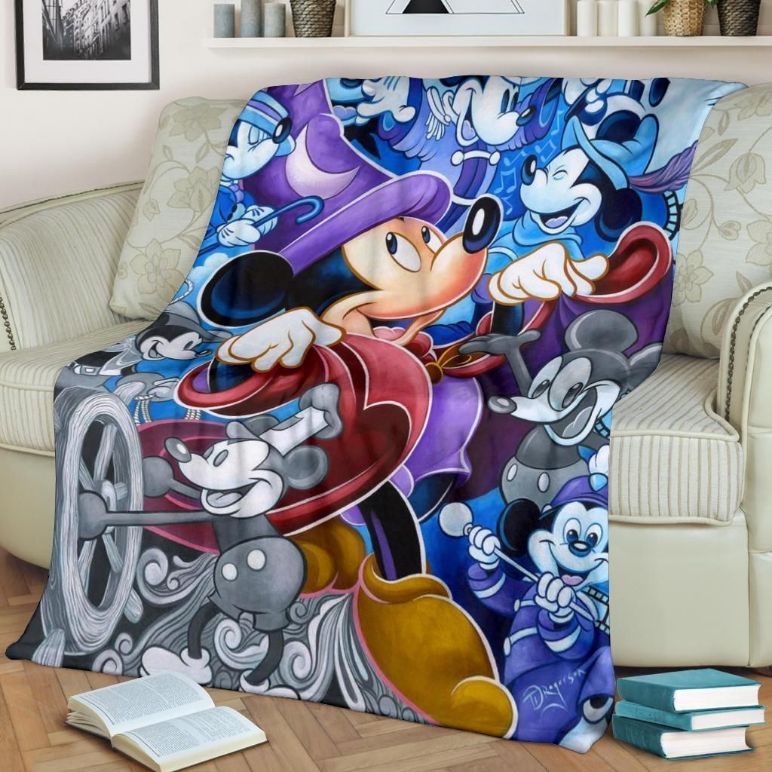Wizard Mickey Best Seller Fleece Blanket Gift For Fan, Premium Comfy Sofa Throw Blanket Gift