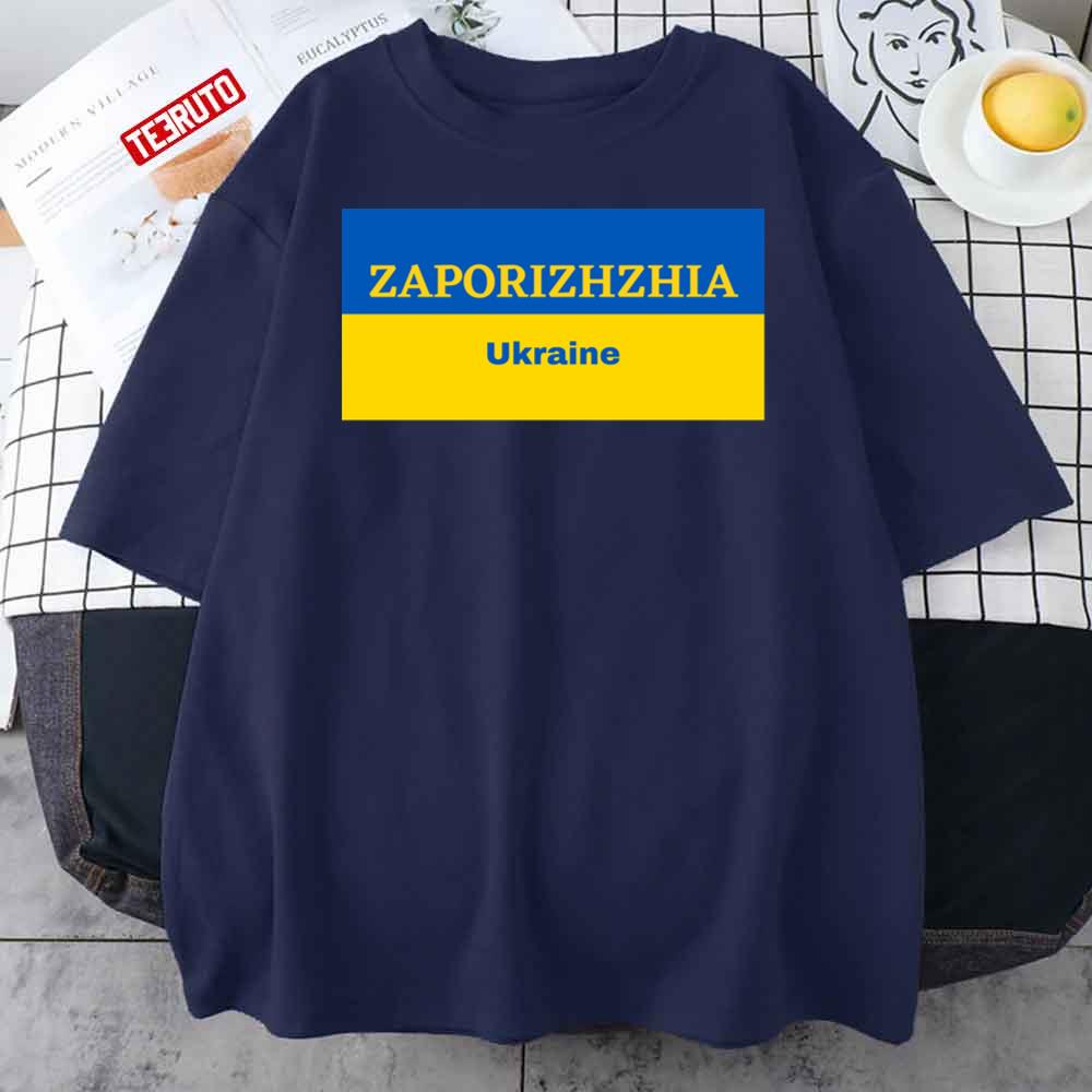 Zaporizhzhia City In Ukrainian Flag Unisex T-Shirt