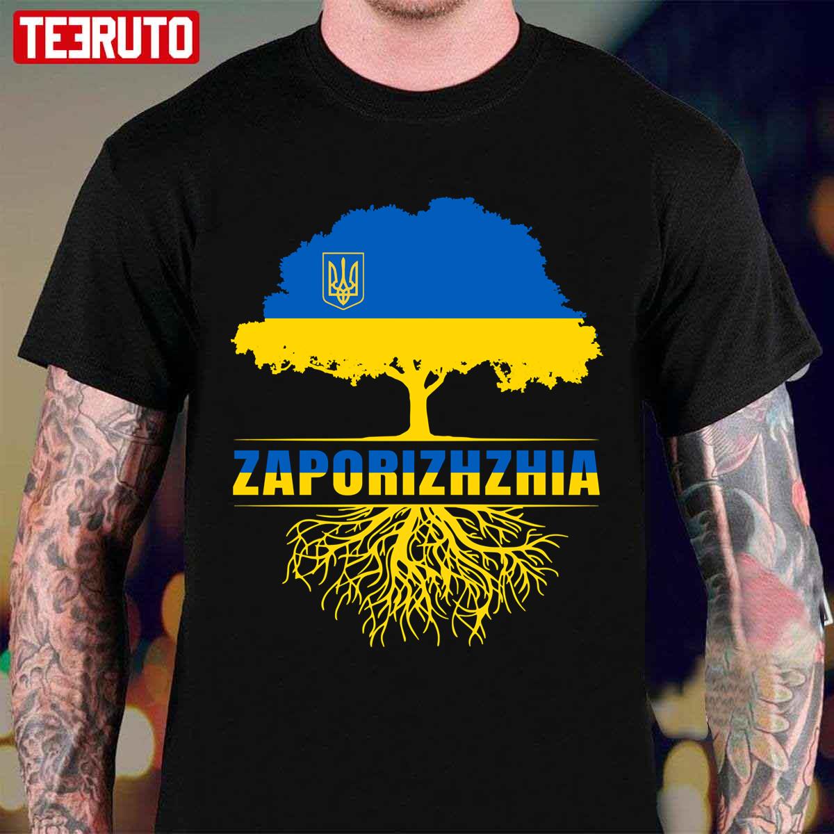 Zaporizhzhia Ukraine Flag Tree Root Unisex T-Shirt