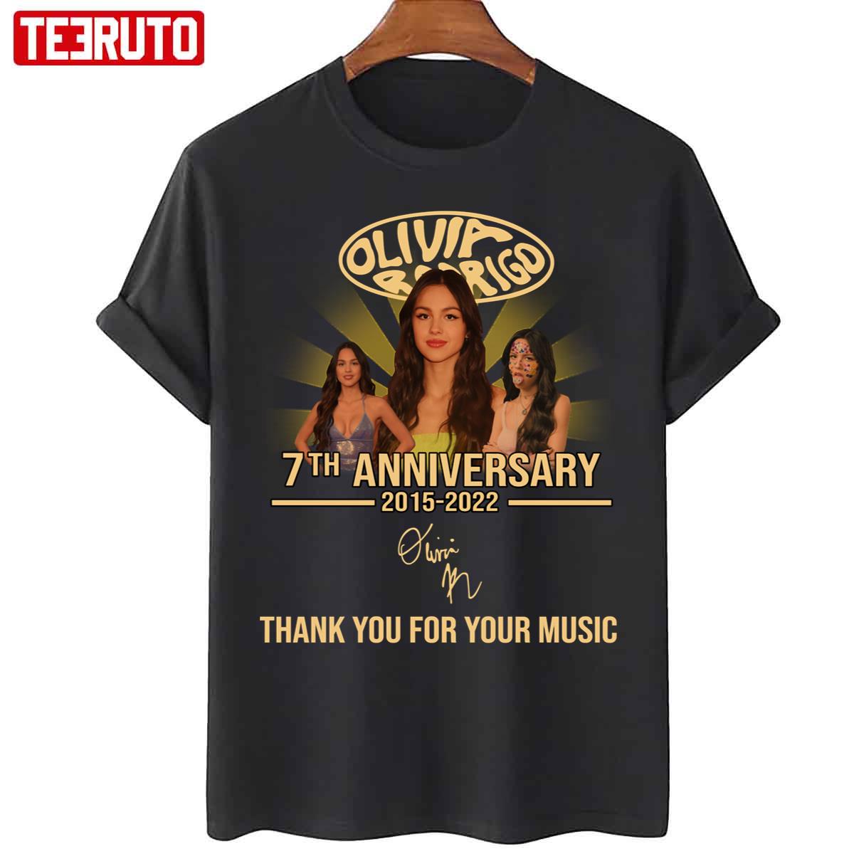 7th Anniversary 2015 2022 Olivia Rodrigo Thank You For Memories Signature Unisex T-Shirt