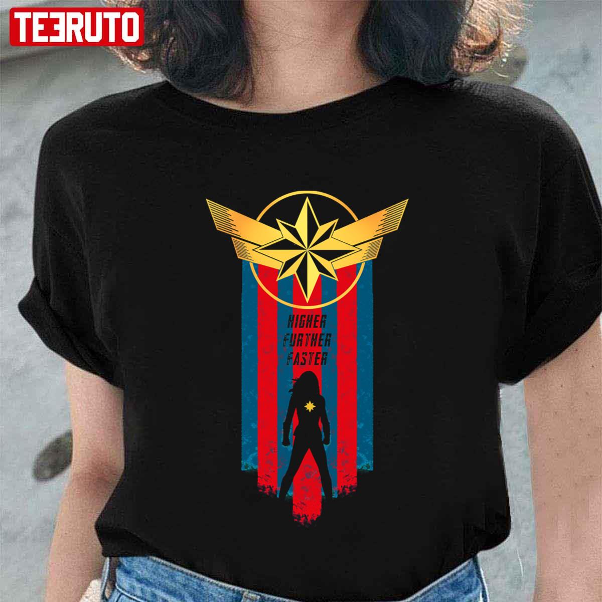 A Real Hero Captain Marvel Higher Further Faster Unisex T-Shirt