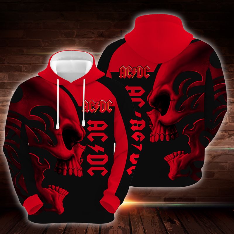 ACDC Hard Rock Skull 3D Printed Hoodie