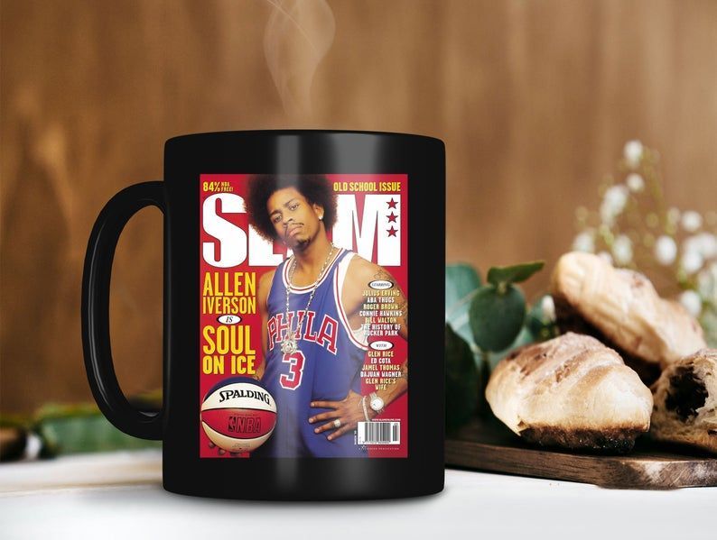 Allen Iverson In Slam Magazine Mug Allen Ezail Iverson Mug The Answer Aka Ai Mug Basketball Player Premium Sublime Ceramic Coffee Mug Black