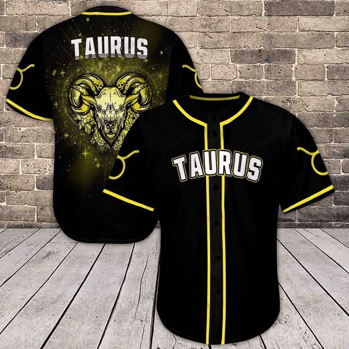 Amazing Scorpio Taurus Yellow Galaxy Personalized 3d Baseball Jersey