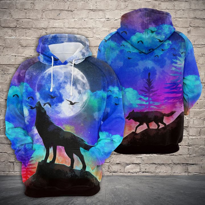 Amazing Wolf At Night 3D Printed Hoodie