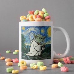 Baby Yoda In Canvas Mug Starry Night Mug Van Gogh Mug Star Wars Lover Gift The Child Lover Mug 2 Premium Sublime Ceramic Coffee Mug White