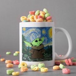 Baby Yoda In Canvas Mug Starry Night Mug Van Gogh Mug Star Wars Lover Gift The Child Lover Mug Premium Sublime Ceramic Coffee Mug White