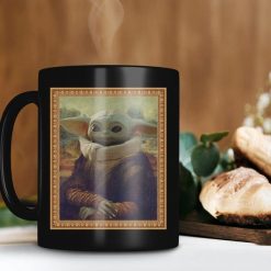 Baby Yoda Lisa Mug Canvas Lover Gift Star Wars Lover Mug The Mandalorian Mug The Child Lover Gift Premium Sublime Ceramic Coffee Mug Black