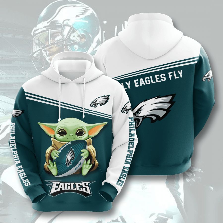 Baby Yoda Philadelphia Eagles 3D Printed Hoodie