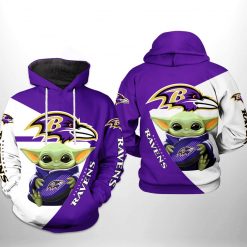 Baltimore Ravens NFL Baby Yoda Team 3D Printed Hoodie