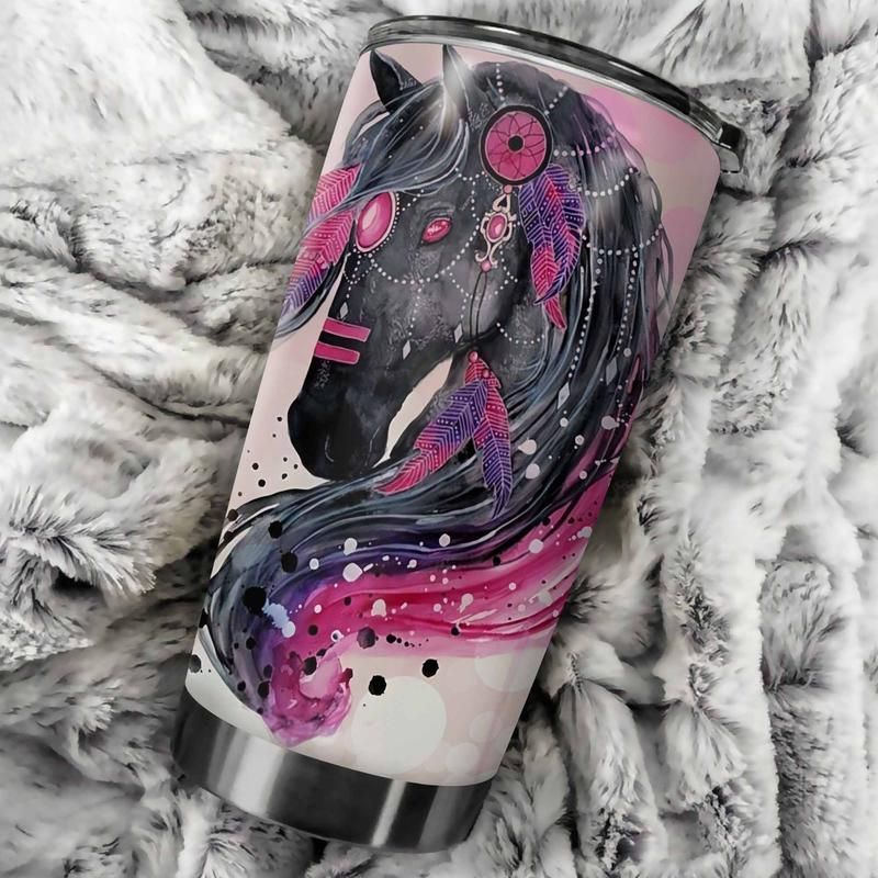 Beautiful Long Hair Horse Stainless Steel Cup Tumbler