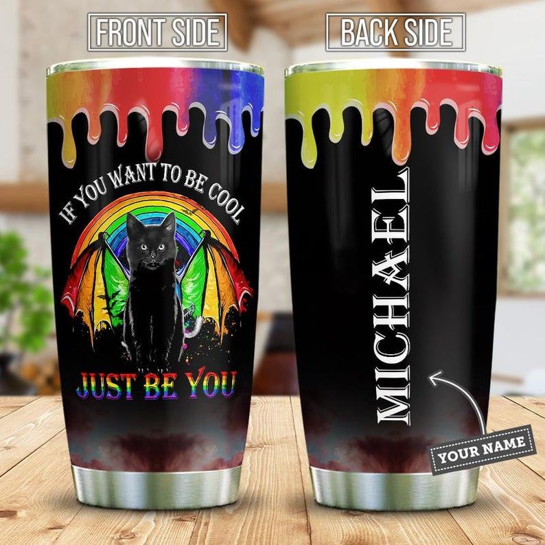 Black Cat Lgbt Just Be You Personalized Tumbler