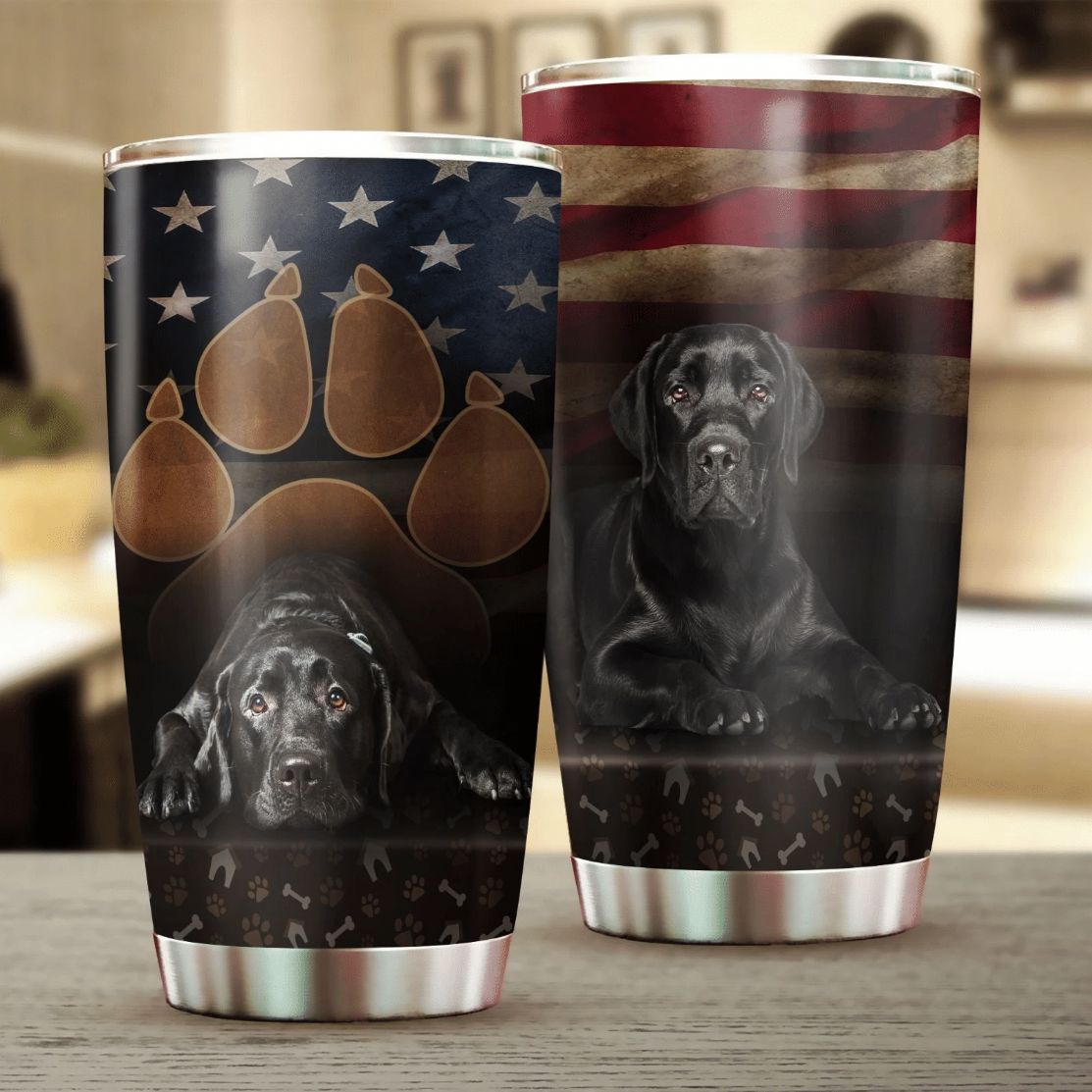 Black Labrador Dog Stainless Steel Cup Tumbler