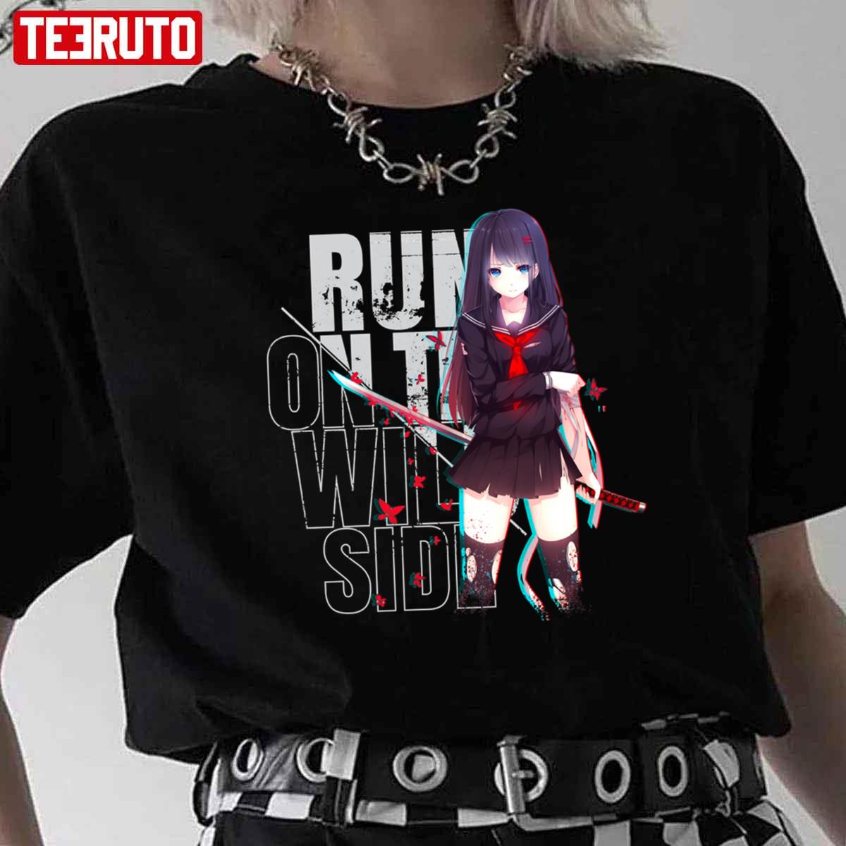 Bloody Butterfly Anime Run In The Wild Side Unisex T-Shirt