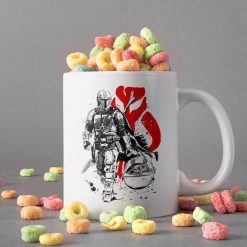 Boba Fett And Baby Yoda In Comic Mug Star Wars Gift The Mandalorian Gift Baby Yoda Lover Premium Sublime Ceramic Coffee Mug White