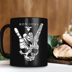 Bon Jovi Rock Band Hand Skull Hell Yeah Mug Bon Jovi Lover Gift Hard Rock Coffee Mug Premium Sublime Ceramic Coffee Mug Black