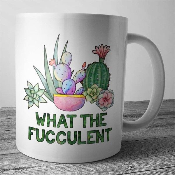 Cactus What The Fucculent Premium Sublime Ceramic Coffee Mug White