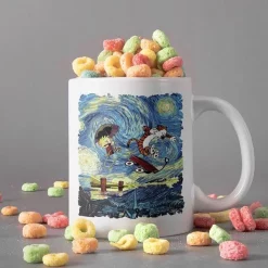 Calvin And Hobbes Play A Rickshaw – Van Gogh Oil Paint Lover Mug Calvin And Hobbes Coffee Mug Premium Sublime Ceramic Coffee Mug White