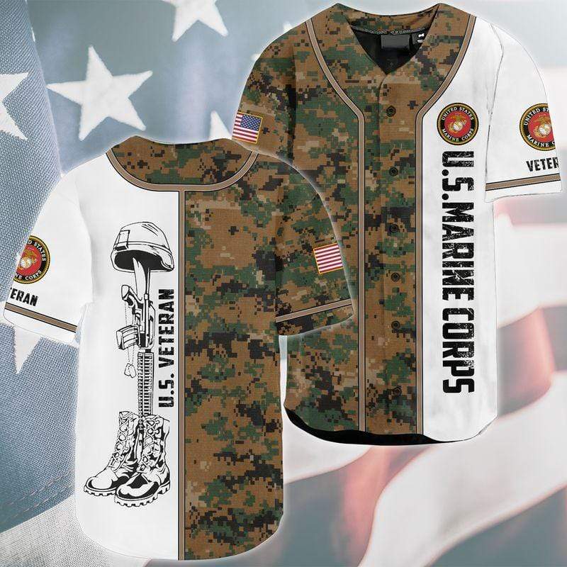 Camo Veteran U.s. Marine Corps Custom Personalized Name Baseball Jersey ...