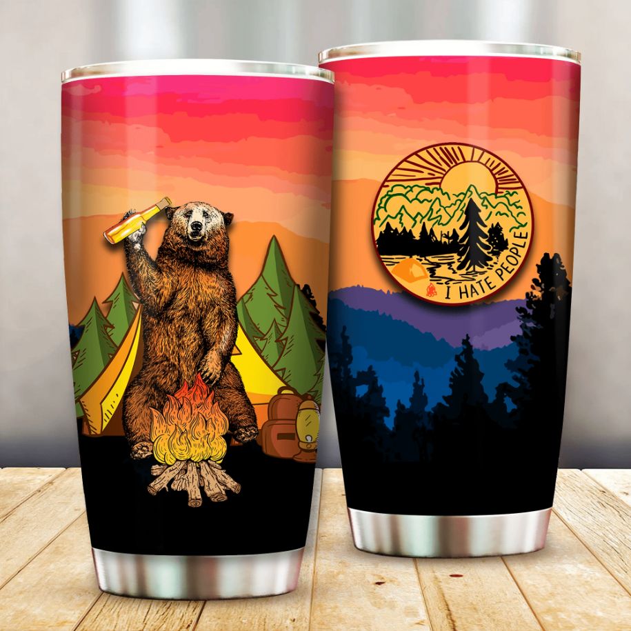 Camping Bear I Hate People 102 Gift For Lover Day Travel Tumbler