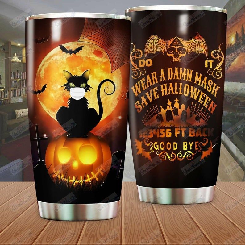 Cat Moonlight Save Halloween Gift For Lover Day Travel Tumbler