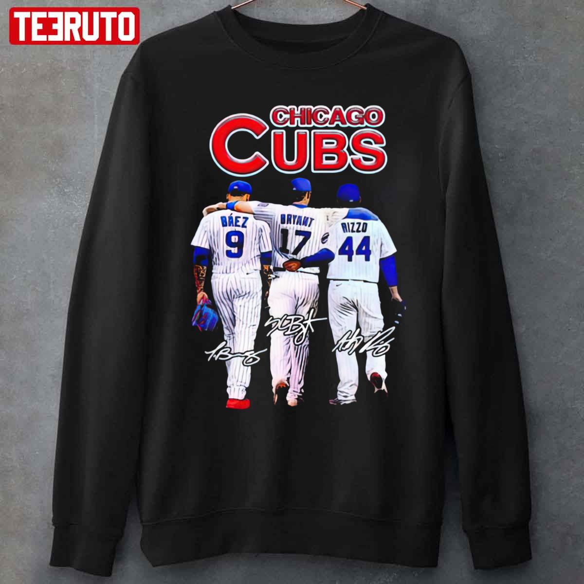 Chicago Cubs Javier Baez Kris Bryant Anthony Rizzo Signatures 2022 Unisex T- Shirt - Teeruto