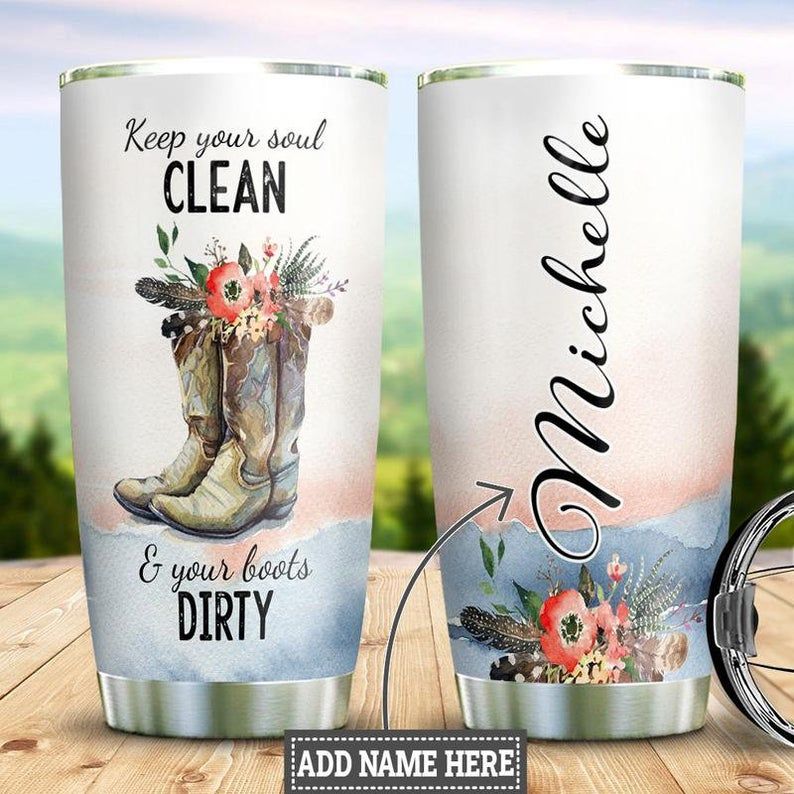 Soul Clean Boots Dirty Can Koozie