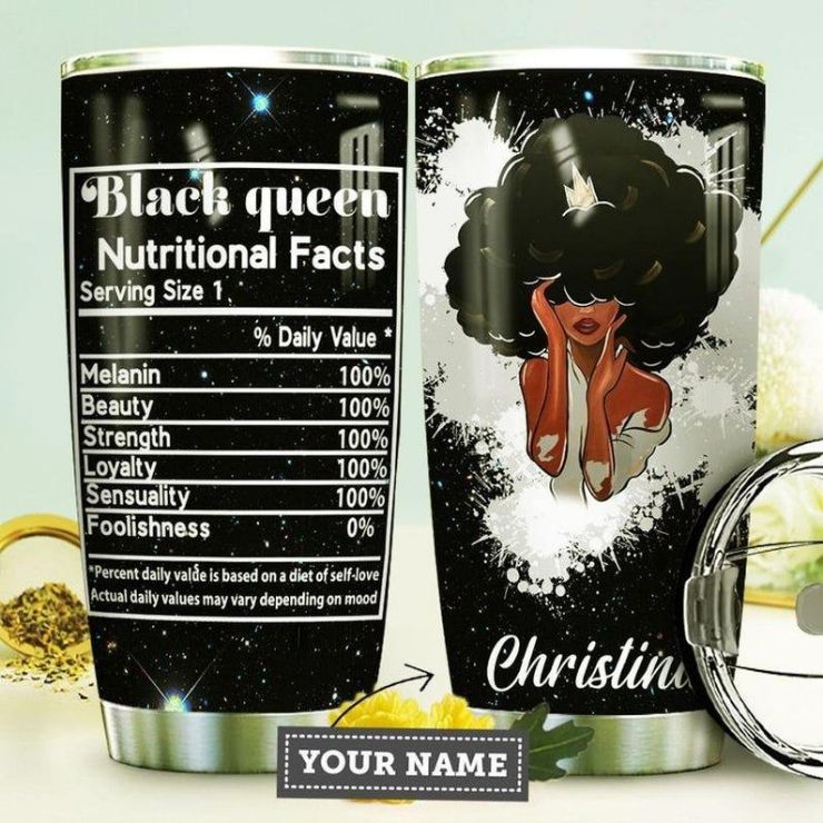 Custom Name Black Queen Nutritional Facts Tumbler