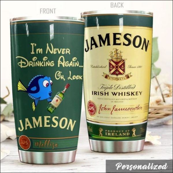 JAMESON IRISH WHISKEY TUMBLER- One 20oz Metal Insulated Tumbler, Lid &  Straw