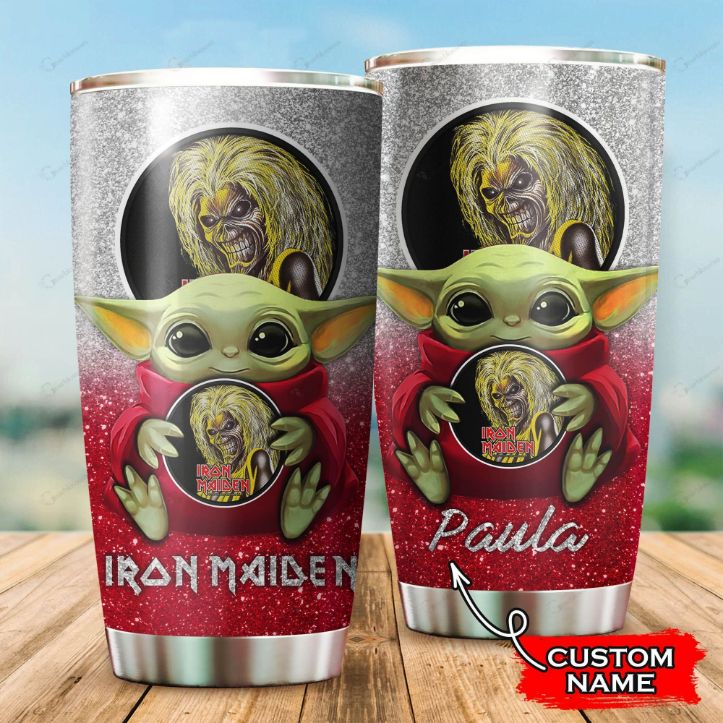 Custom Name Iron Maiden Baby Yoda Star Wars Disney Tumbler