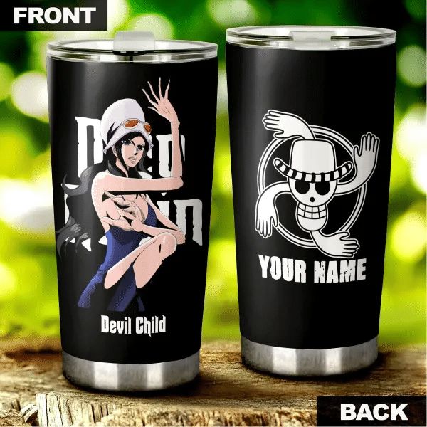 ONE PIECE Anime Luffy Stainless Steel Tumbler/Travel Cup (Black) Customized