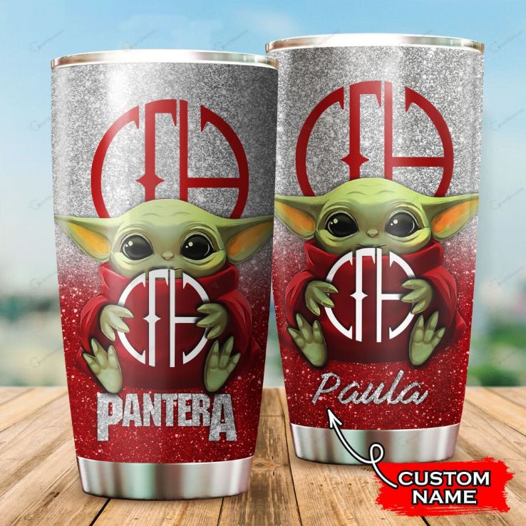 Custom Name Pantera Baby Yoda Star Wars Disney Tumbler