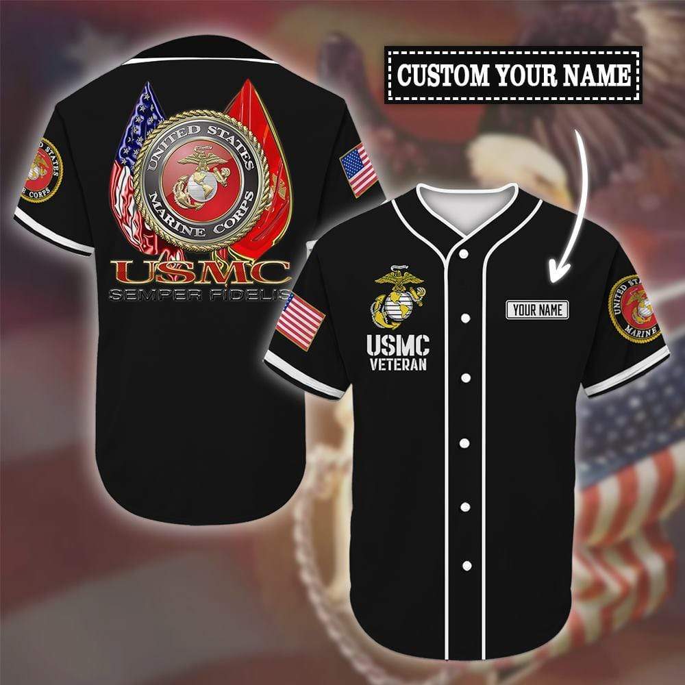 Custom Personalized Name Us Marine Semper Fields Baseball Jersey - Teeruto