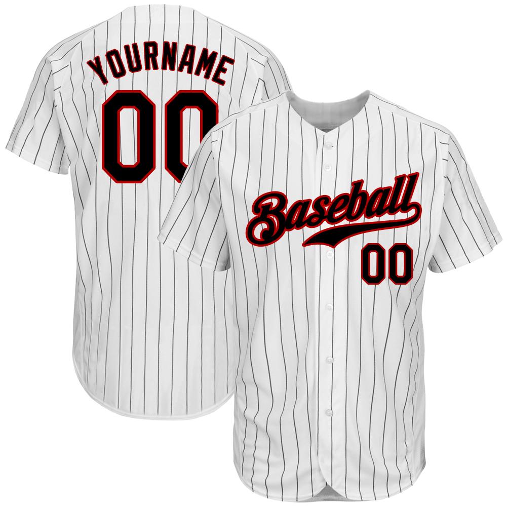 Custom Personalized White Red Black Baseball Jersey - Teeruto