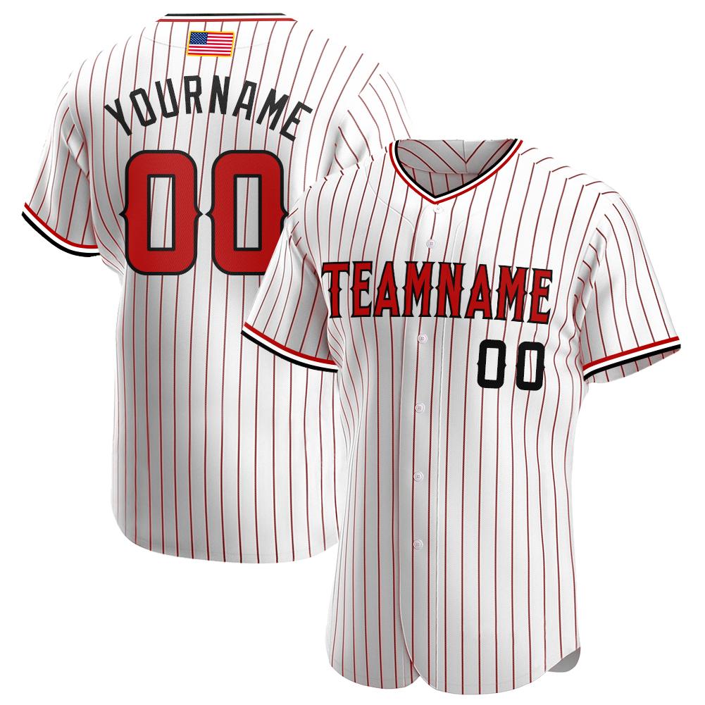 Custom Personalized White Red Strip Red Black American Flag Fashion Baseball Jersey