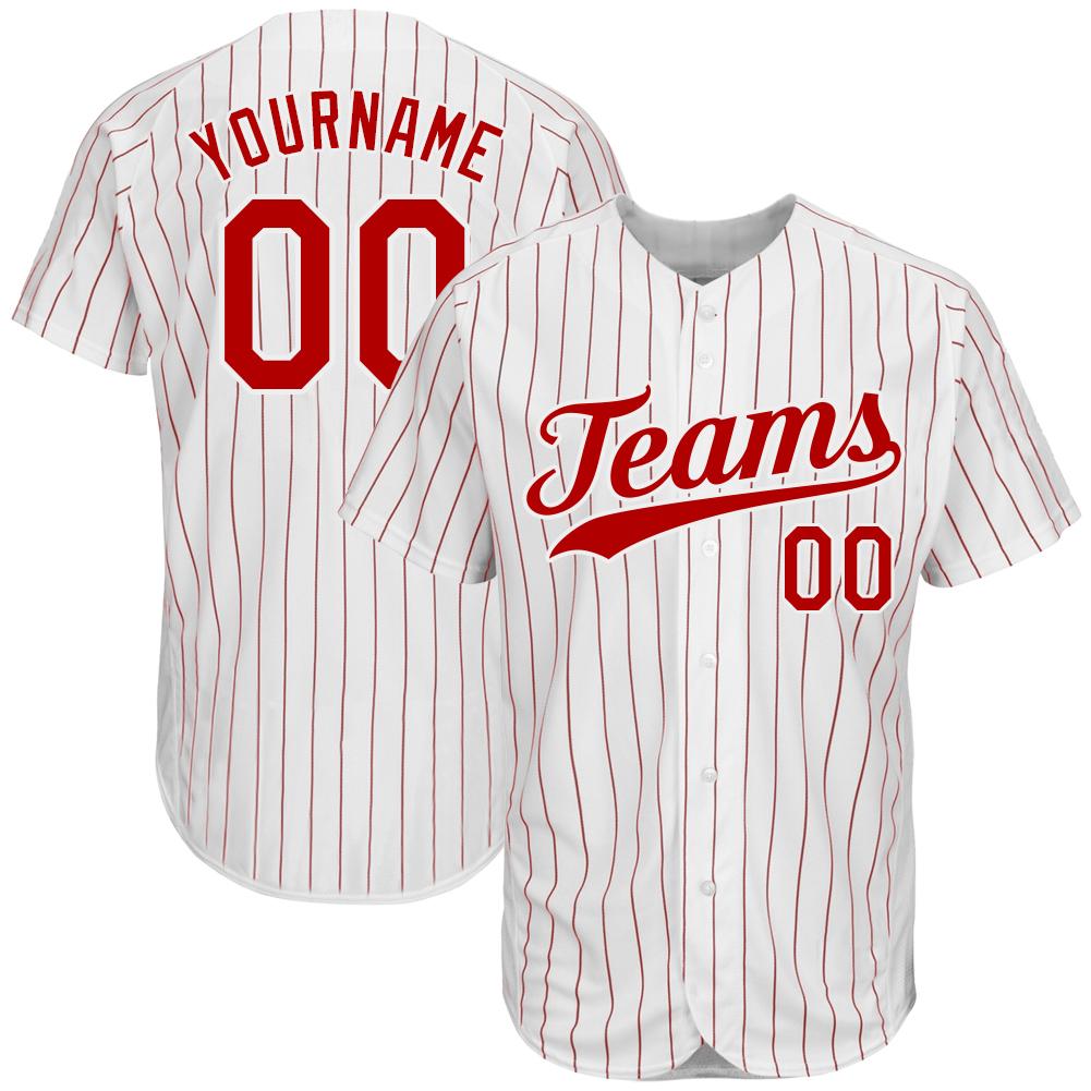 Custom Personalized White Red Black Baseball Jersey - Teeruto