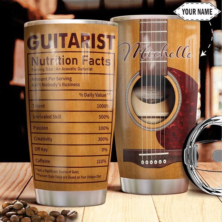 Customized Guitarist Nutrition Facts Printed Tumbler