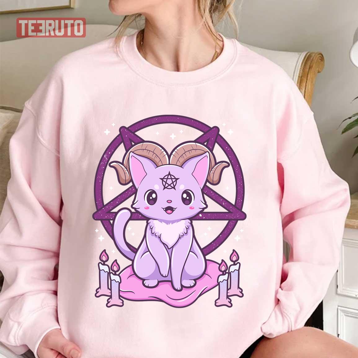 Cute Krampus Cat Kawaii Pastel Goth Creepy Occult Unisex Sweatshirt