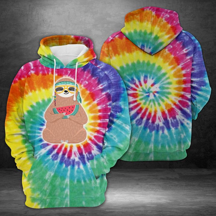 Cute Sloth Tie Dye 3D Printed Hoodie