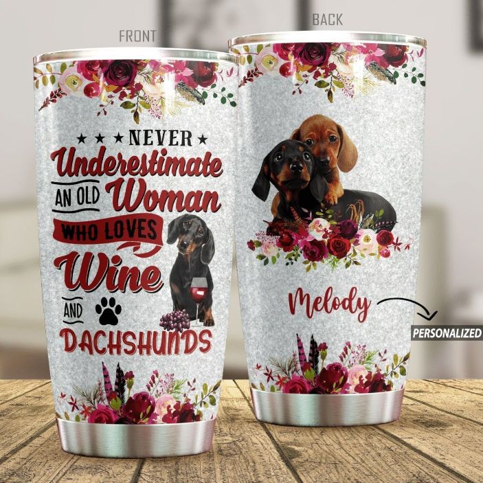 Dachshund Rose Personalized Gift For Lover Day Travel Tumbler